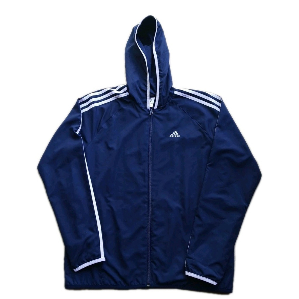 Adidas Navy Blue Full Zip Spell Out Jacket Womens Medium